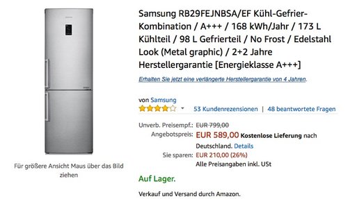 Samsung RB29FEJNBSA/EF Kühl-Gefrier-Kombination - jetzt 19% billiger