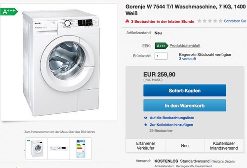 Gorenje W 7544 T/I Waschmaschine, 7 Kg - jetzt 22% billiger