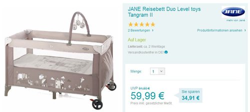 JANE Reisebett Duo Level Tangram II - jetzt 33% billiger