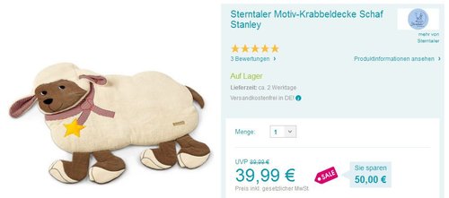 Sterntaler Motiv-Krabbeldecke Stanley - jetzt 18% billiger