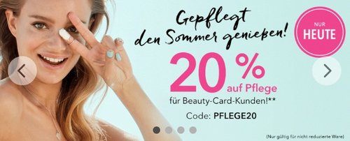 20 % Rabatt bei douglas.de auf Pflege für Beaty-Card-Kunden - jetzt 20% billiger