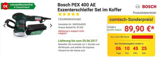 Bosch PEX 400 AE Exzenterschleifer im Koffer - jetzt 7% billiger