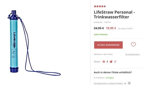 Lifestraw Personal Water Filter - Blue - jetzt 23% billiger