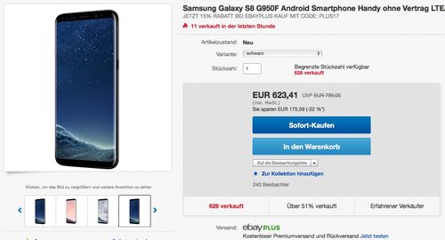Samsung Galaxy S8 G950F 64 GB - jetzt 14% billiger Samsung Galaxy S8 G950F 64 GB - jetzt 14% billiger
