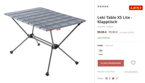 LEKI Campingtisch - jetzt 10% billiger