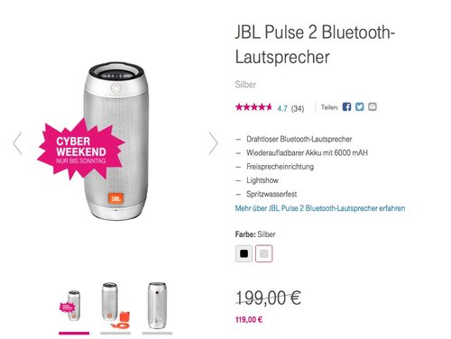 JBL Pulse 2 Bluetooth-Lautsprecher - jetzt 15% billiger JBL Pulse 2 Bluetooth-Lautsprecher - jetzt 15% billiger