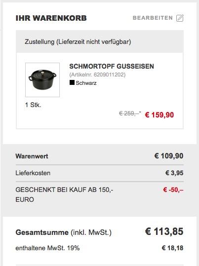 Staub La Cocotte Gusseisen-Bräter/Schmortopf rund mit Deckel 28 cm, 6,70 L - jetzt 28% billiger