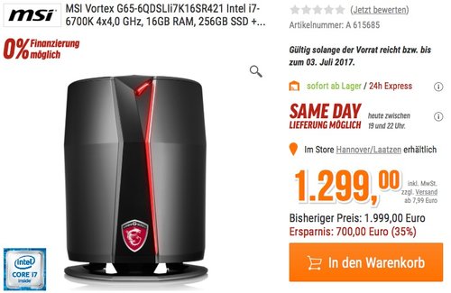 MSI Vortex G65-6QDSLIi7K16SR421 i7-6700K 16GB 1256GB 2xGTX960 Win10 - jetzt 14% billiger MSI Vortex G65-6QDSLIi7K16SR421 i7-6700K 16GB 1256GB 2xGTX960 Win10 - jetzt 14% billiger