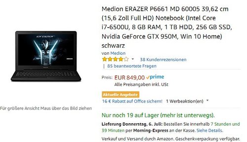 MEDION Erazer P6661 (MD 60005) - jetzt 11% billiger