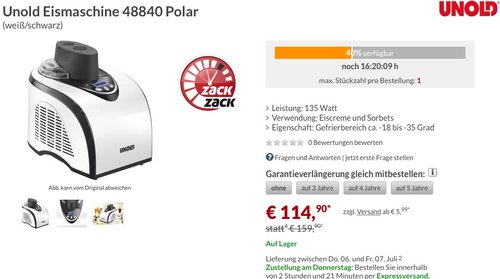 Unold Eismaschine 48840 Polar - jetzt 17% billiger Unold Eismaschine 48840 Polar - jetzt 17% billiger