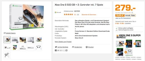 MICROSOFT Xbox One S 500GB Konsole - Forza Horizon 3 Bundle + Spiele - jetzt 44% billiger MICROSOFT Xbox One S 500GB Konsole - Forza Horizon 3 Bundle + Spiele - jetzt 44% billiger
