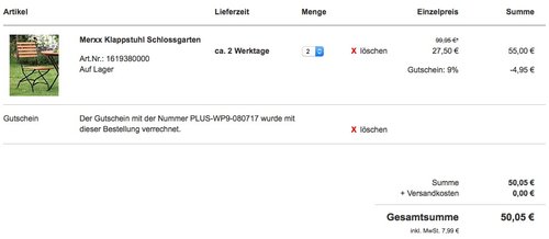 Merxx 2x Klappstuhl Schlossgarten - jetzt 56% billiger