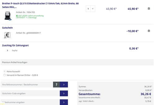 Brother P-touch QL570 Etikettendrucker (USB 2.0) schwarz/silber - jetzt 16% billiger Brother P-touch QL570 Etikettendrucker (USB 2.0) schwarz/silber - jetzt 16% billiger