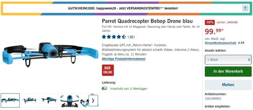 Parrot Bebop Drohne blau Parrot Bebop Drohne blau