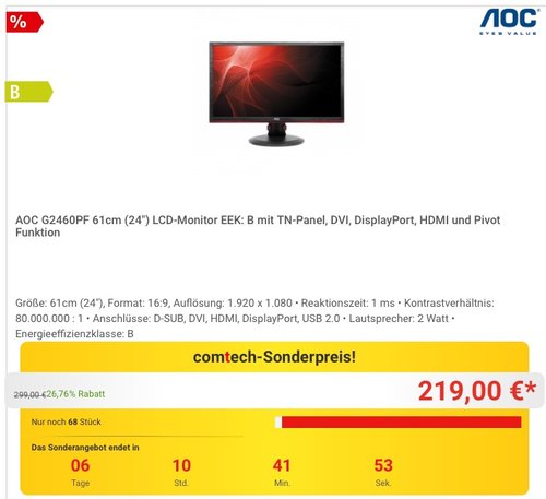 AOC G2460PF 61cm (24") Monitor - jetzt 11% billiger
