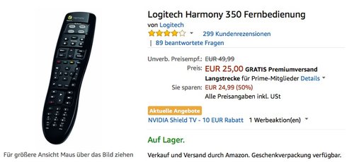 Logitech Harmony 350 Fernbedienung - jetzt 27% billiger Logitech Harmony 350 Fernbedienung - jetzt 27% billiger