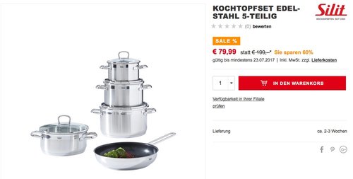 Silit Topf-Set 5-teilig Toskana - jetzt 32% billiger