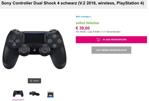 PlayStation 4 - DualShock 4 Wireless Controller - jetzt 15% billiger PlayStation 4 - DualShock 4 Wireless Controller - jetzt 15% billiger