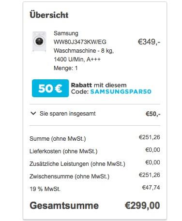 Samsung WW80J3473KWEG Waschmaschine / UpM 8 kg - jetzt 12% billiger