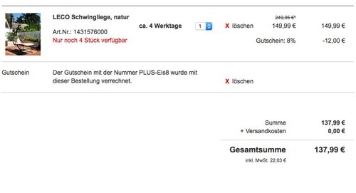 Leco Schwingliege - jetzt 31% billiger Leco Schwingliege - jetzt 31% billiger
