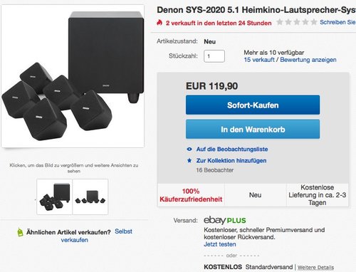 Denon SYS2020 5.1 Lautspechersystem - jetzt 35% billiger