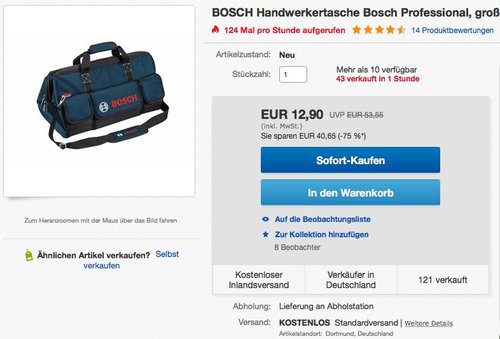 Bosch Tasche, groß M, WERKZEUGTASCHE - jetzt 17% billiger Bosch Tasche, groß M, WERKZEUGTASCHE - jetzt 17% billiger