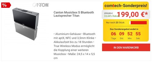 Canton Musicbox S Bluetooth Lautsprecher - jetzt 17% billiger Canton Musicbox S Bluetooth Lautsprecher - jetzt 17% billiger