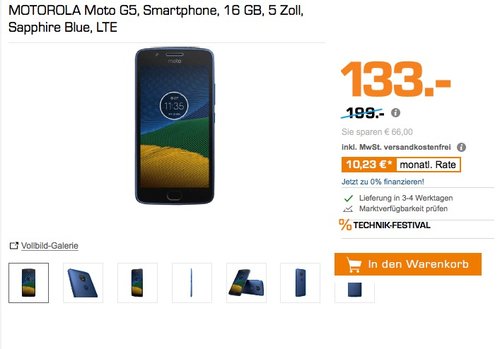 Motorola Moto G5 Smartphone (12,7 cm (5 Zoll), 2 GB RAM/16 GB, Android), Dual SIM - jetzt 25% billiger Motorola Moto G5 Smartphone (12,7 cm (5 Zoll), 2 GB RAM/16 GB, Android), Dual SIM - jetzt 25% billiger