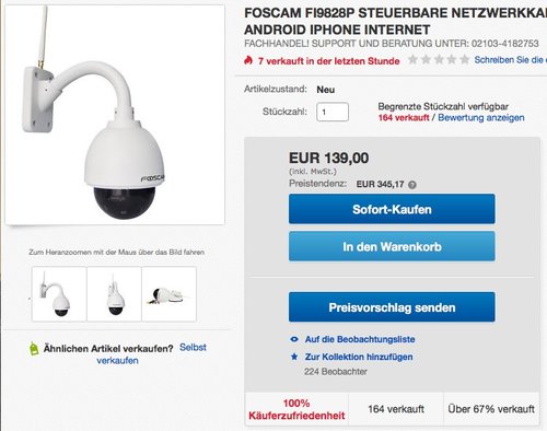 Foscam HD FI9828P Wireless IP Überwachungskamera - jetzt 19% billiger
