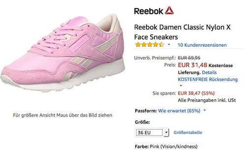 Reebok Damen Classic Nylon X Face Sneakers Pink - jetzt 16% billiger Reebok Damen Classic Nylon X Face Sneakers Pink - jetzt 16% billiger
