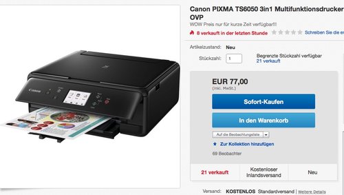 Canon PIXMA TS6050 Farbtintenstrahl-Multifunktionsgerät - jetzt 18% billiger