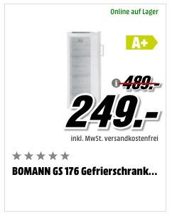 BOMANN GS 176 Gefrierschrank (A+, 292 kWh/Jahr, 1763 mm hoch) - jetzt 47% billiger BOMANN GS 176 Gefrierschrank (A+, 292 kWh/Jahr, 1763 mm hoch) - jetzt 47% billiger