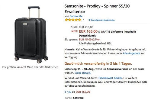 Samsonite - Prodigy - Spinner 55/20 Erweiterbar - jetzt 13% billiger