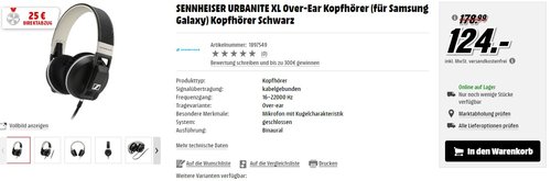 Sennheiser Kopfhörer Urbanite XL Galaxy schwarz - jetzt 17% billiger