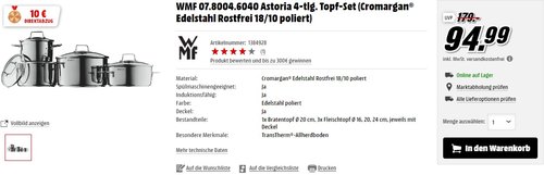 WMF Topf-Set 4-teilig Astoria - jetzt 11% billiger