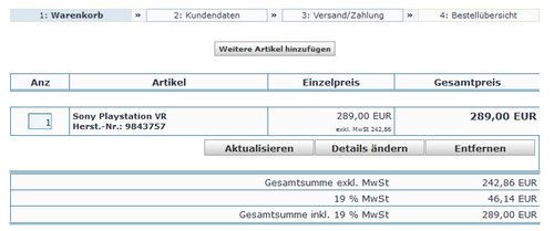 Sony Playstation VR-Brille - jetzt 12% billiger Sony Playstation VR-Brille - jetzt 12% billiger