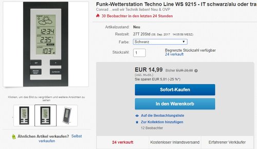 Wetterstation WS 9215-IT - jetzt 25% billiger Wetterstation WS 9215-IT - jetzt 25% billiger