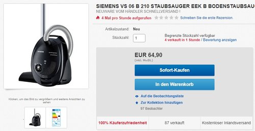 Siemens VS06B210 synchropower  700 Watt Bodenstaubsauger - jetzt 38% billiger