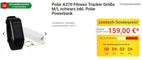 Fitness Tracker / Pulsuhr "A370" - jetzt 15% billiger Fitness Tracker / Pulsuhr "A370" - jetzt 15% billiger