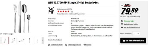 WMF 1277006343 Besteck Set 24-teilig Lingo - jetzt 27% billiger WMF 1277006343 Besteck Set 24-teilig Lingo - jetzt 27% billiger