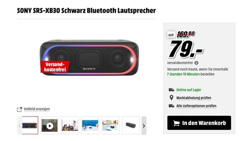 SONY SRS-XB30 Schwarz Bluetooth Lautsprecher - jetzt 28% billiger SONY SRS-XB30 Schwarz Bluetooth Lautsprecher - jetzt 28% billiger