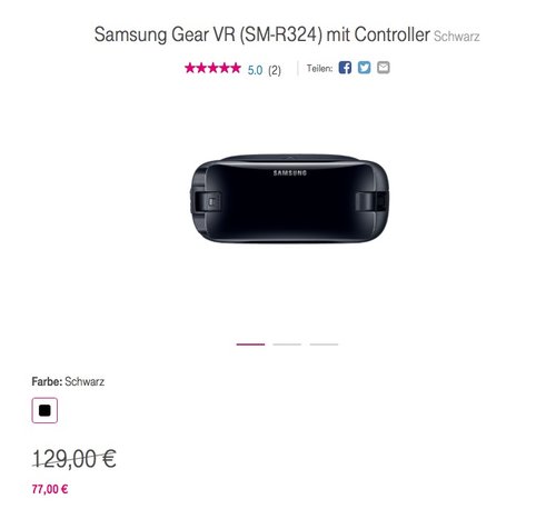 Samsung Gear Virtual Reality mit Controller  - jetzt 32% billiger