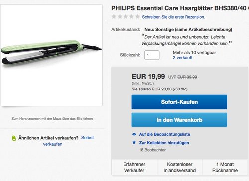 PHILIPS Essential Care Haarglätter BHS380/40 - jetzt 41% billiger