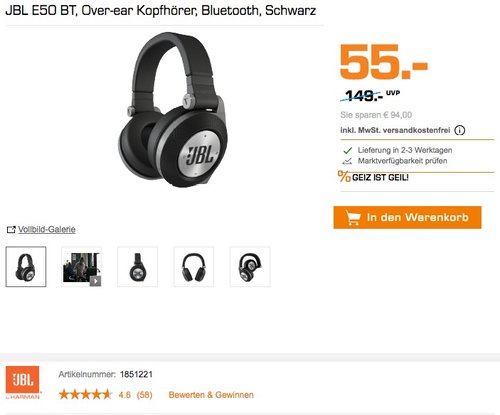 JBL E50 BT Wireless Bluetooth Over-Ear Stereo-Kopfhörer - jetzt 48% billiger JBL E50 BT Wireless Bluetooth Over-Ear Stereo-Kopfhörer - jetzt 48% billiger