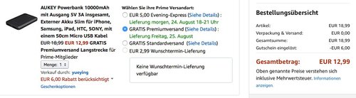 AUKEY Powerbank 10000mAh mit Ausgang 5V 3A - jetzt 32% billiger AUKEY Powerbank 10000mAh mit Ausgang 5V 3A - jetzt 32% billiger