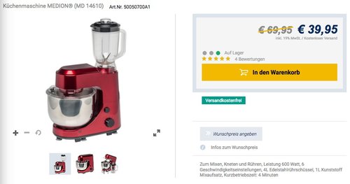 Küchenmaschine MEDION® (MD 14610) Küchenmaschine MEDION® (MD 14610)