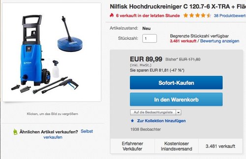 Nilfisk Hochdruckreiniger C 120.7-6 X-TRA + Flächenreiniger Compact Patio ACC - jetzt 13% billiger