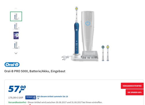 Oral-B PRO 5000 3DWhite wiederaufladbare elektrische Zahnbürste - jetzt 27% billiger Oral-B PRO 5000 3DWhite wiederaufladbare elektrische Zahnbürste - jetzt 27% billiger