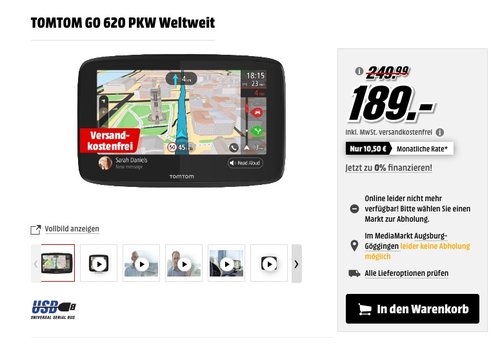 TOMTOM GO 620 PKW Navigationsgerät 6 Zoll - jetzt 22% billiger