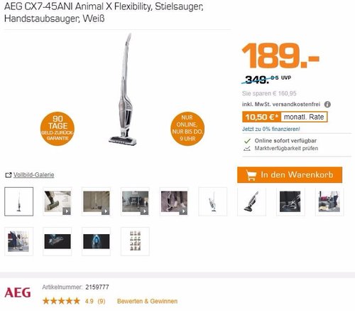 AEG Ergorapido CX7-45 ANI beutel- & kabelloser Staubsauger - jetzt 15% billiger